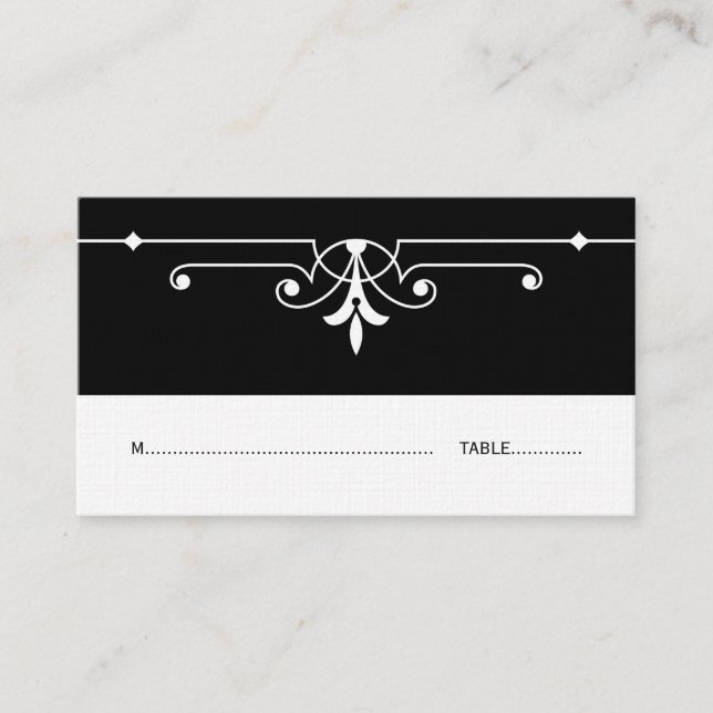 Tarjeta De Mesa Ebony Fancy Ornamental Place Card (Anverso)