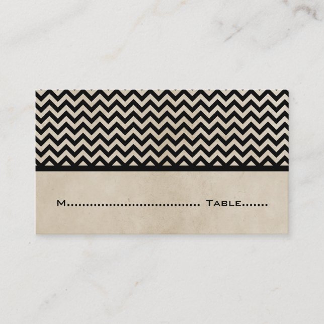 Tarjeta De Mesa Ebony Moda Chevron Place Cards (Anverso)