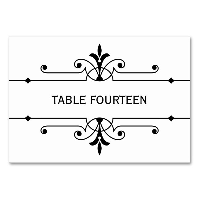 Tarjeta De Mesa Ebony v2 Fancy Ornamental Boda Table Card (Anverso)