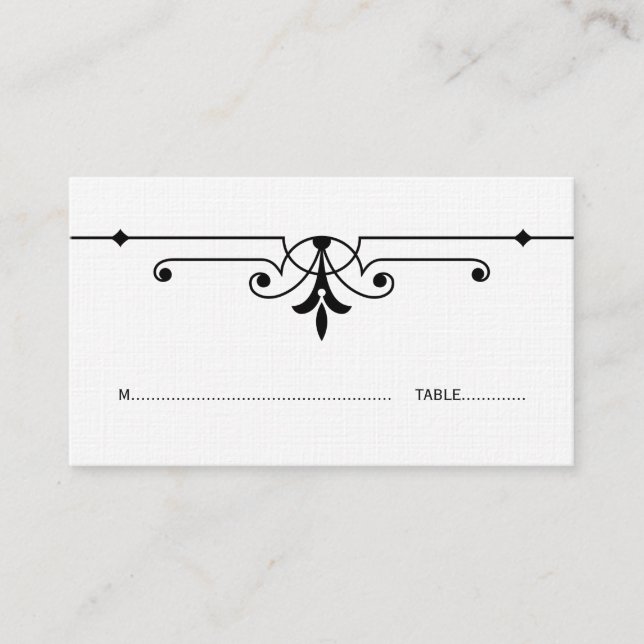 Tarjeta De Mesa Ebony v2 Fancy Ornamental Place Card (Anverso)
