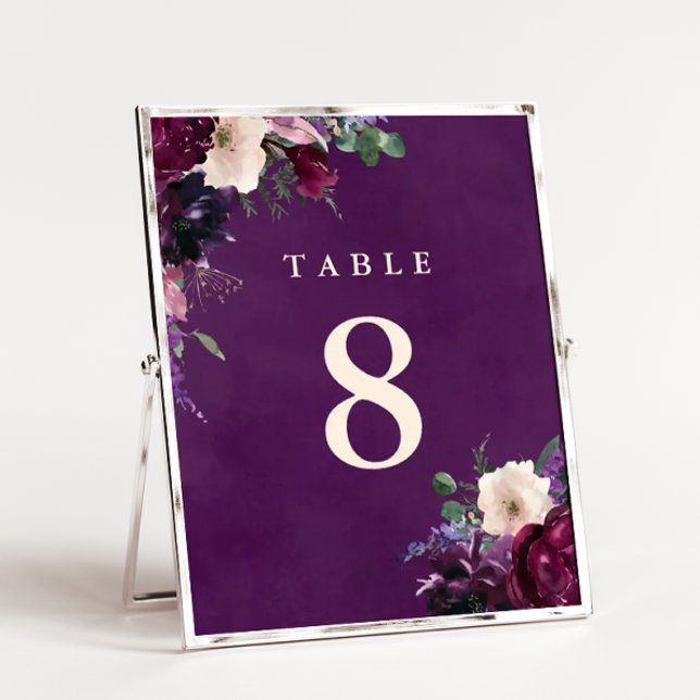 Tarjeta De Mesa Eggplant Morple Floral Boda Número de tabla (Subido por el creador)
