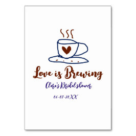 Tarjeta De Mesa El amor es Brewing brown bride color azul ducha ag