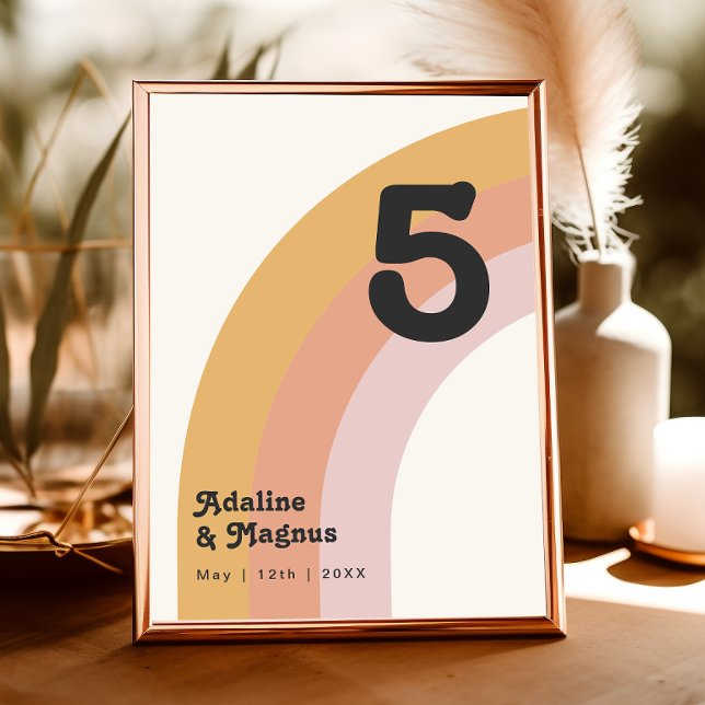 Tarjeta De Mesa El arcoiris de la Retro Moderna de los 70 | Número (Subido por el creador)
