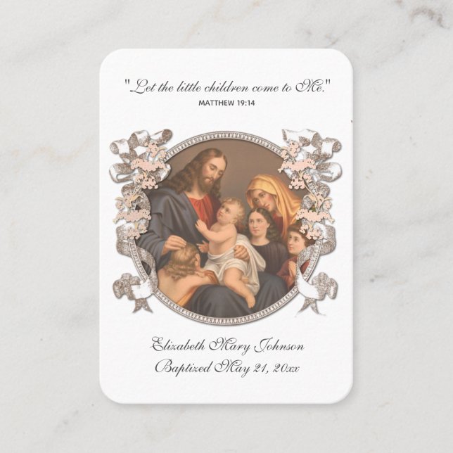 Tarjeta De Mesa El bautismo de Jesús recuerda el lugar de Keepsake (Anverso)