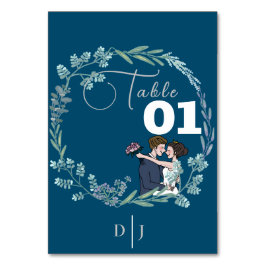 Tarjeta De Mesa El boda de los amantes del azul