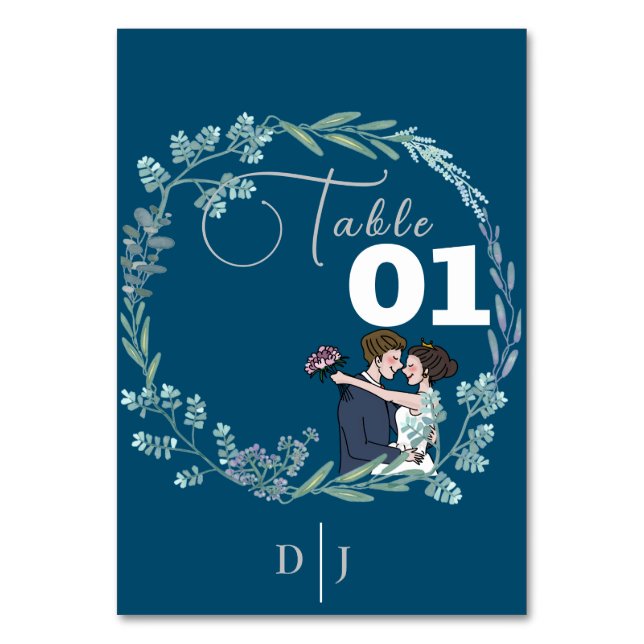 Tarjeta De Mesa El boda de los amantes del azul (Anverso)