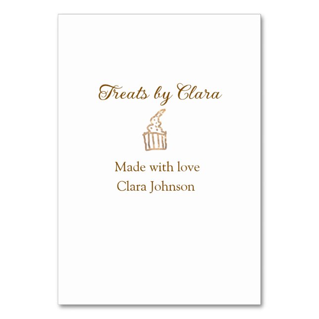 Tarjeta De Mesa El brillo dorado trata la panadería hecha con el n (Anverso)