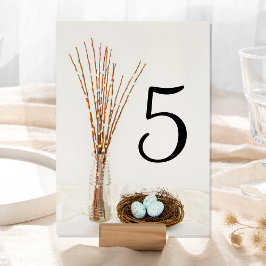 Tarjeta De Mesa El casarse rústico de los ahorros del pájaro y de