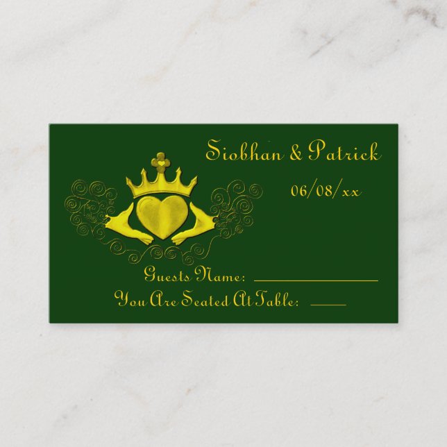 Tarjeta De Mesa El Claddagh (Oro) (Boda) (Anverso)