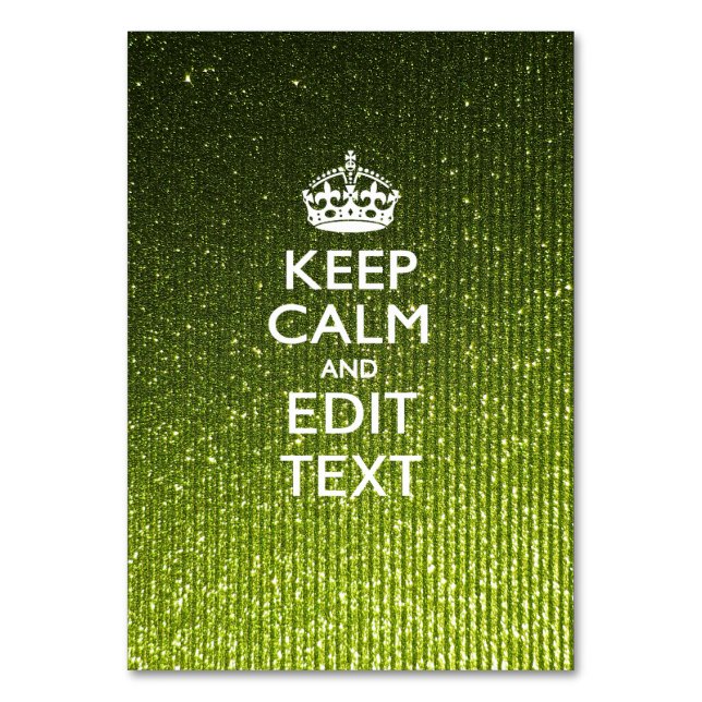 Tarjeta De Mesa El glamur verde animado mantiene la calma diciendo (Anverso)