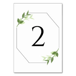 Tarjeta De Mesa El jardín verde deja al Boda del marco