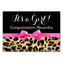 Tarjeta De Mesa El leopardo rosa caliente dobla su Chica Safari Ba