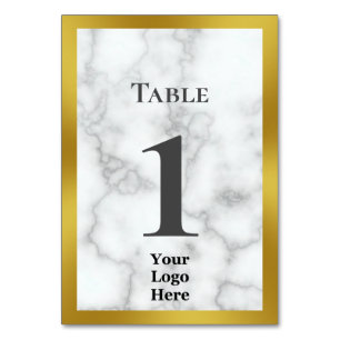 Tarjeta De Mesa El oro elegante y el mármol blanco falso su logoti