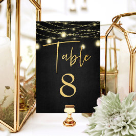 Tarjeta De Mesa El oro moderno y las luces negras elegante guión