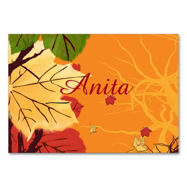 Tarjeta De Mesa El otoño sale al atardecer (Anverso)
