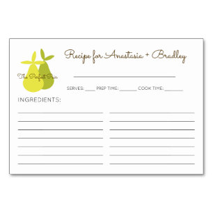 Tarjeta De Mesa El Par Perfecto Perfecta Pears Bridal Shower Recip