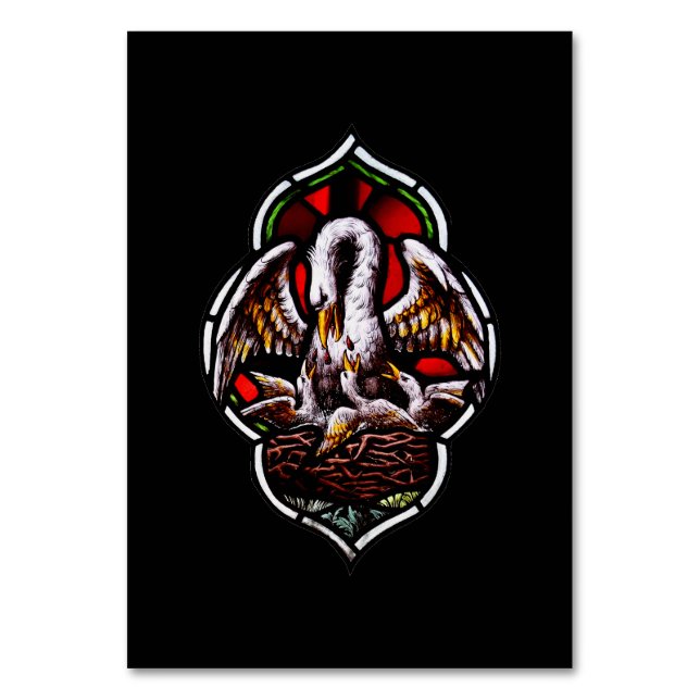 Tarjeta De Mesa El pelícano como símbolo cristiano (Anverso)