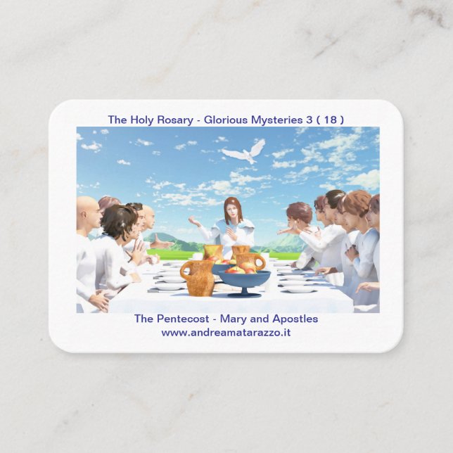 Tarjeta De Mesa El pentecostés (María con los apóstoles) Santo (Anverso)