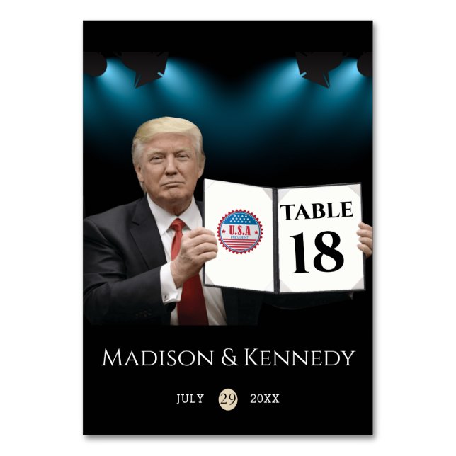 Tarjeta De Mesa El presidente Trump 🇺 🇸 ✨ Personalizado Boda pat (Anverso)