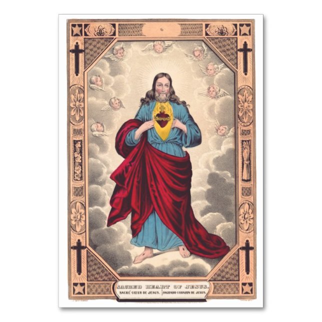 Tarjeta De Mesa El Sagrado Corazón de Jesús (Anverso)