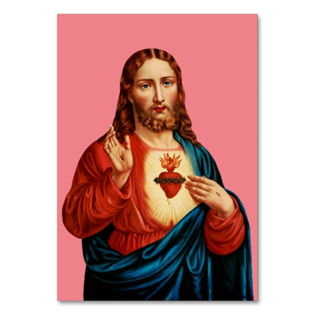 Tarjeta De Mesa El Sagrado Corazón de Jesús (Anverso)