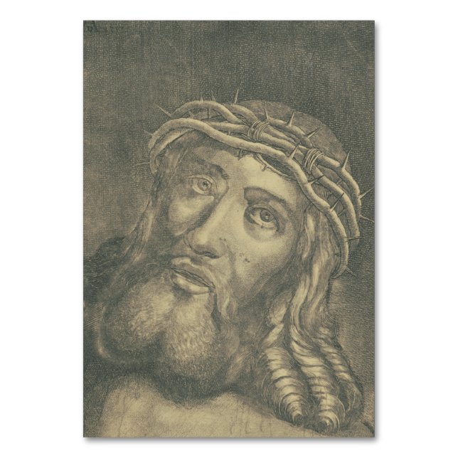 Tarjeta De Mesa El Santo Rostro De Jesús Arte Monocromático (Anverso)