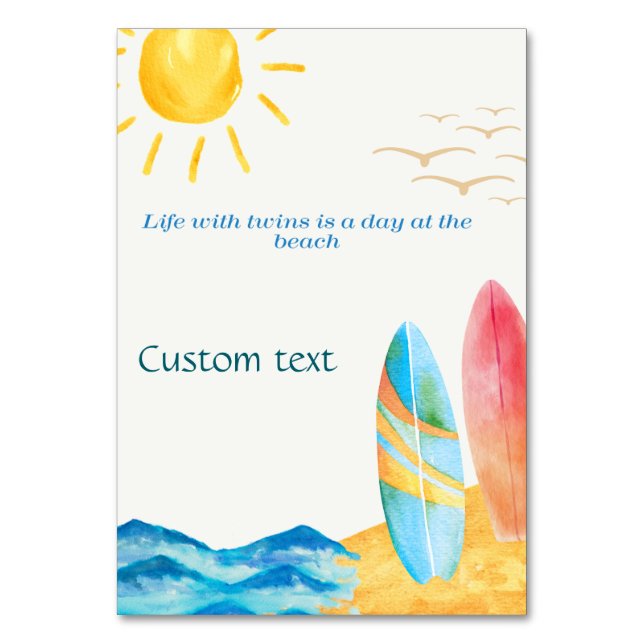 Tarjeta De Mesa El sol brilla sobre la playa (Anverso)