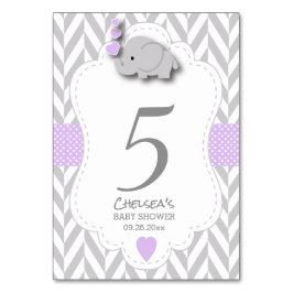 Tarjeta De Mesa Elefante de Chevron morado y gris