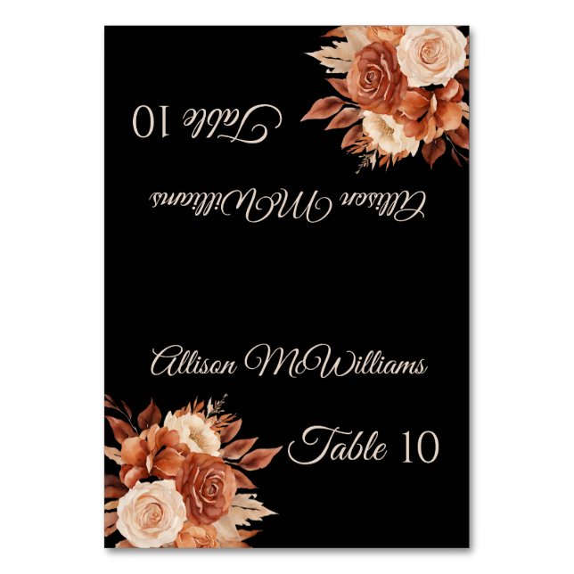 Tarjeta De Mesa Elegancia de otoño de acuarela- (Anverso)