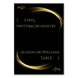 Tarjeta De Mesa Elegancia dorada-Boda moderno-Icono de pescado-