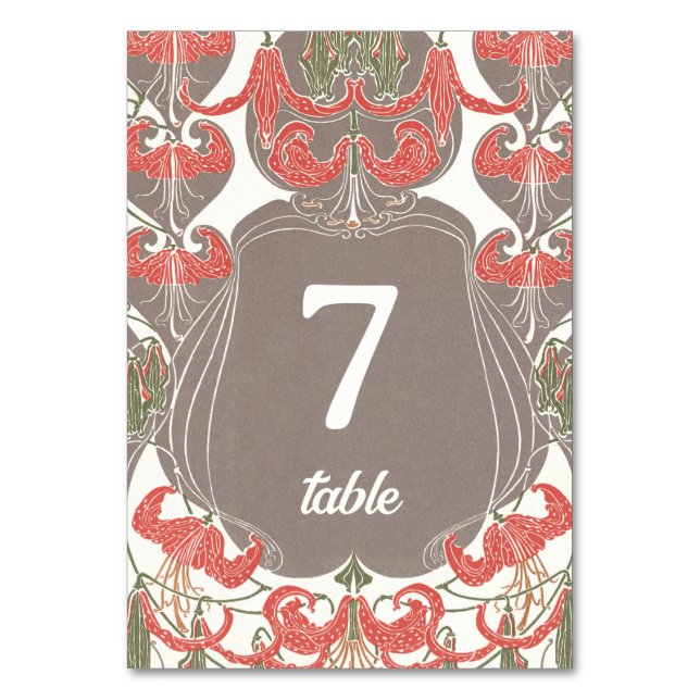 Tarjeta De Mesa Elegancia floral Art Nouveau 2 (Anverso)