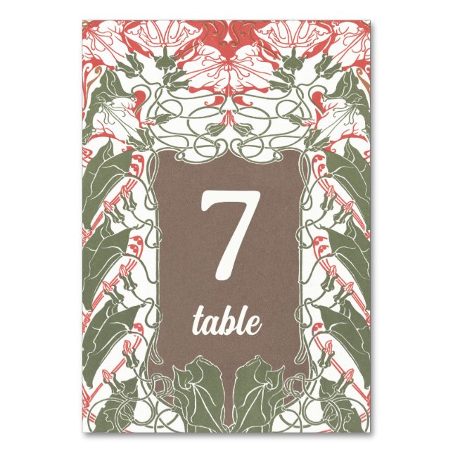 Tarjeta De Mesa Elegancia floral Art Nouveau 2 (Anverso)