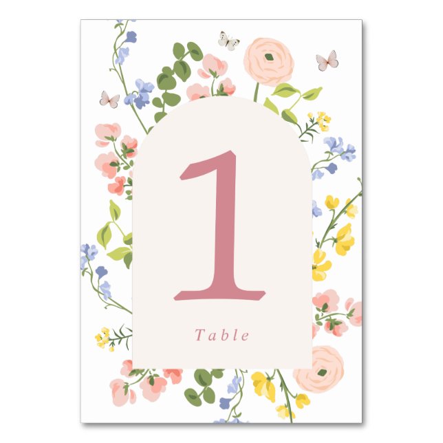 Tarjeta De Mesa Elegancia floral romántica (Anverso)