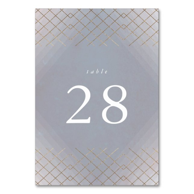 Tarjeta De Mesa Elegancia gris dorada Diamante Geo Deco Boda (Anverso)