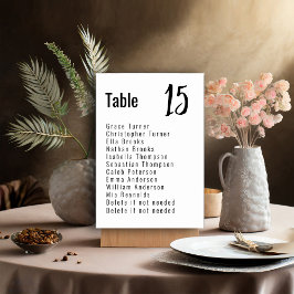 Tarjeta De Mesa 💍 elegancia Minimalista con lista de invitados