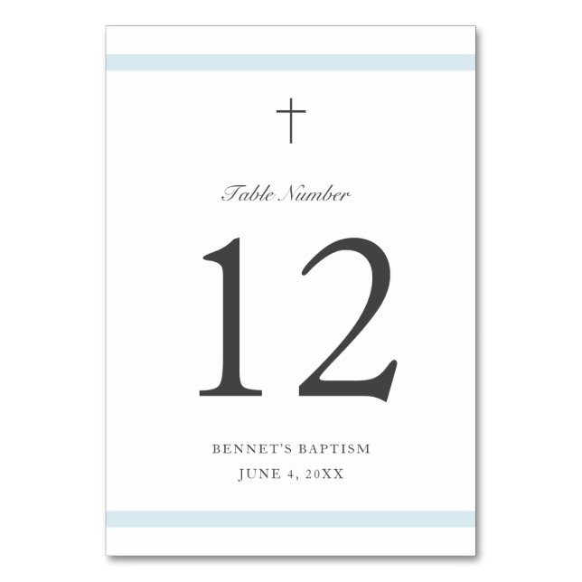 Tarjeta De Mesa Elegancia Moderna Bautizo de Niños (Anverso)