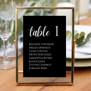Tarjeta De Mesa Elegancia Moderna con Motas en Blanco y Negro para