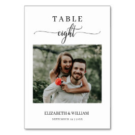 Tarjeta De Mesa Elegancia Script Tabla Boda de fotos Número ocho