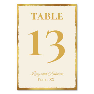 Tarjeta De Mesa Elegancia simple Ecru Gold Edge personalizado