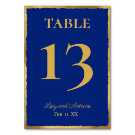 Tarjeta De Mesa Elegancia simple personalizada Royal Blue Gold Edg