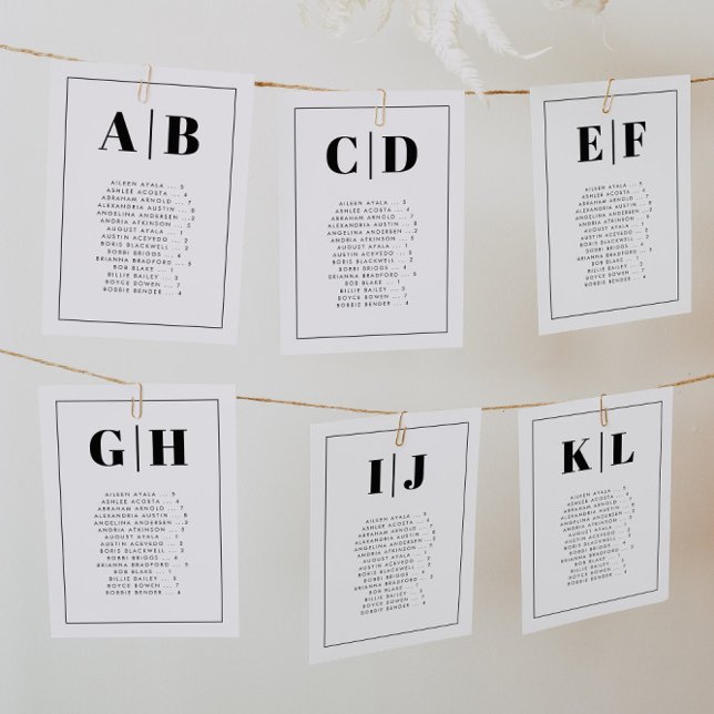 Tarjeta De Mesa Elegant Alphabetical Seating Chart Cards (Subido por el creador)