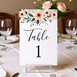 Tarjeta De Mesa Elegant Anemone Wildflower Wedding Table Number 