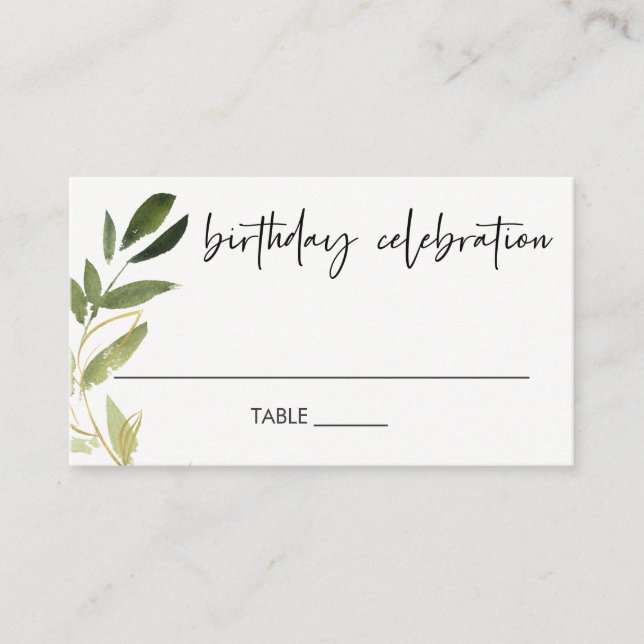 TARJETA DE MESA ELEGANT ANY AGE GOLD GREEN FOLIAGE WREATH BIRTHDAY (Anverso)