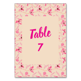 Tarjeta De Mesa Elegant Beige & Blush Pink Floral Wedding