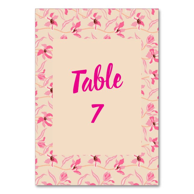 Tarjeta De Mesa Elegant Beige & Blush Pink Floral Wedding (Anverso)