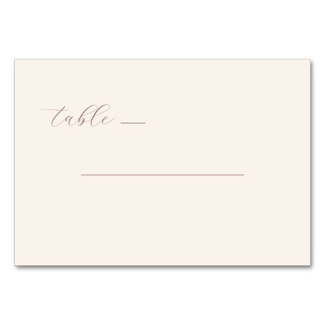 Tarjeta De Mesa Elegant Beige Calligraphy Table (Anverso)