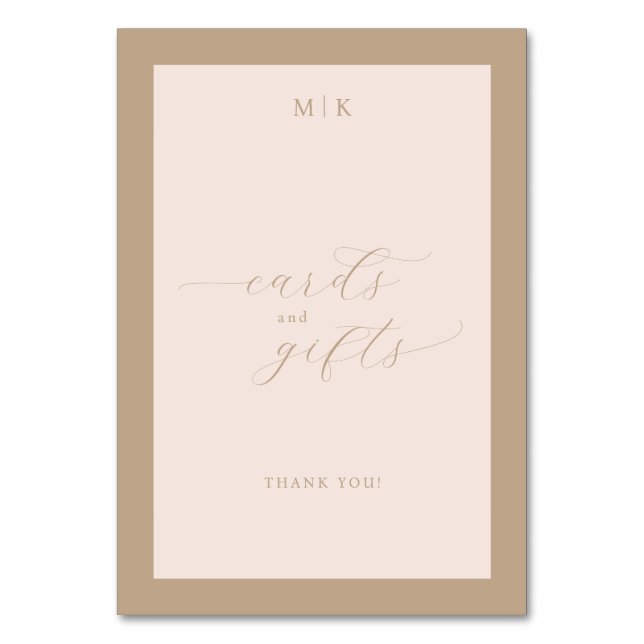 Tarjeta De Mesa Elegant Beige Calligraphy Thank You (Anverso)