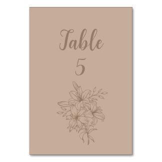 Tarjeta De Mesa Elegant Beige Floral Wedding