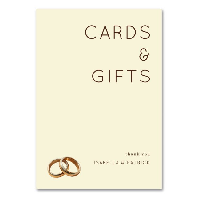 Tarjeta De Mesa Elegant Beige Rings (Anverso)