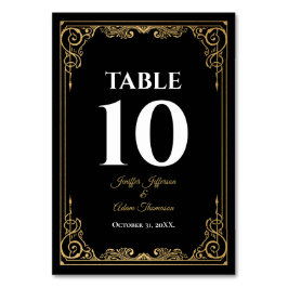 Tarjeta De Mesa Elegant black and gold Gothic Wedding